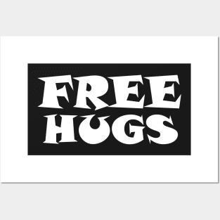 Free Hugs Typography - Minimal - Graphic Design White Lettering Posters and Art